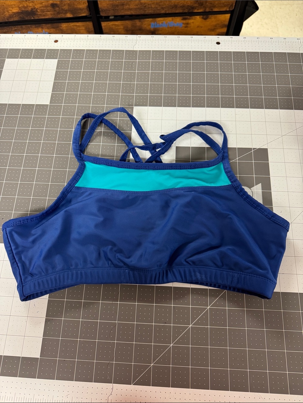 UV Skinz Two-Tone Blue and Teal Women’s Swim Bikini Top